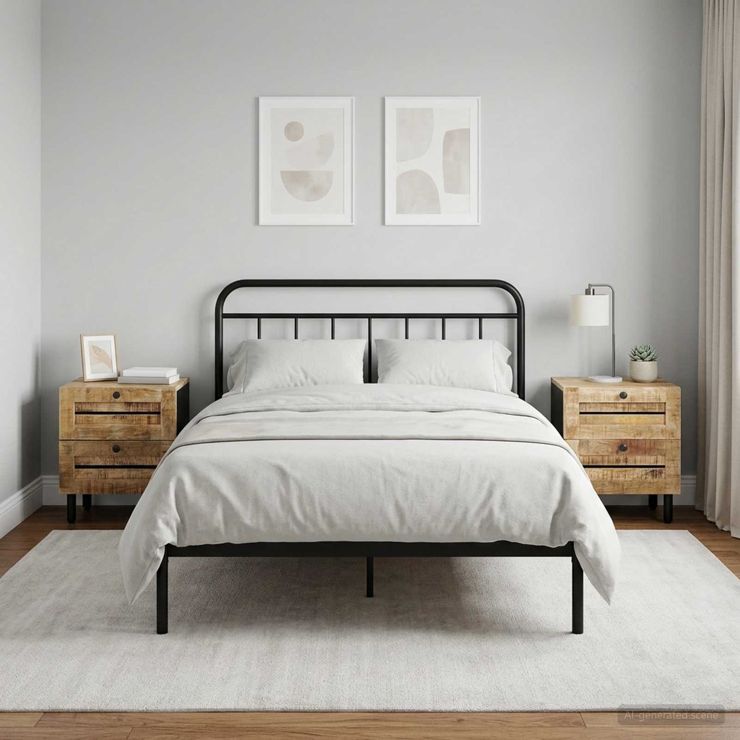 Nachttisch 2 Stk. Natur 40 x 33 x 46 cm Massivholz Mango