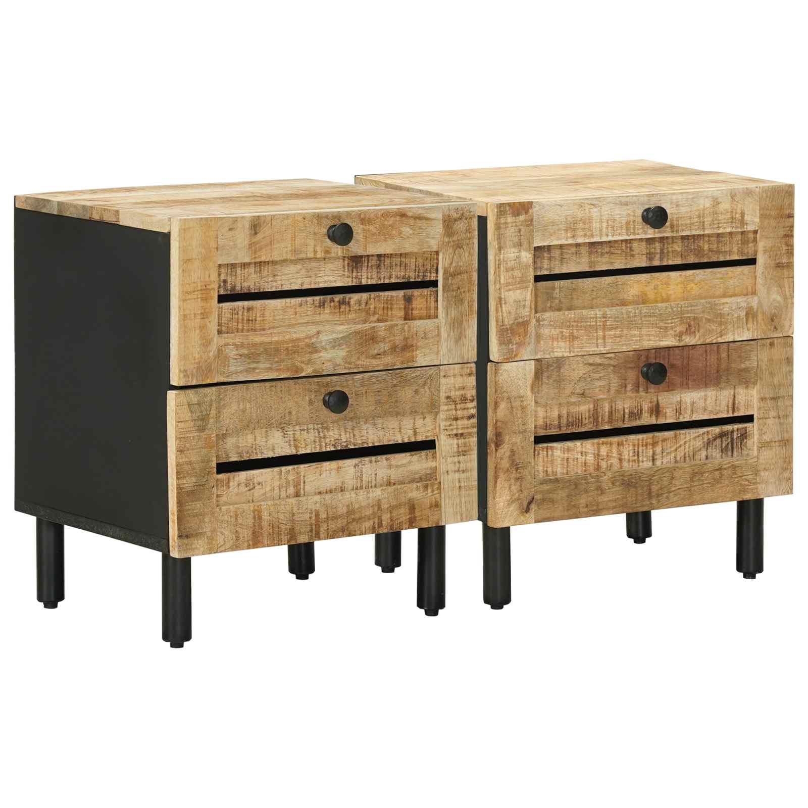 Nachttisch 2 Stk. Natur 40 x 33 x 46 cm Massivholz Mango
