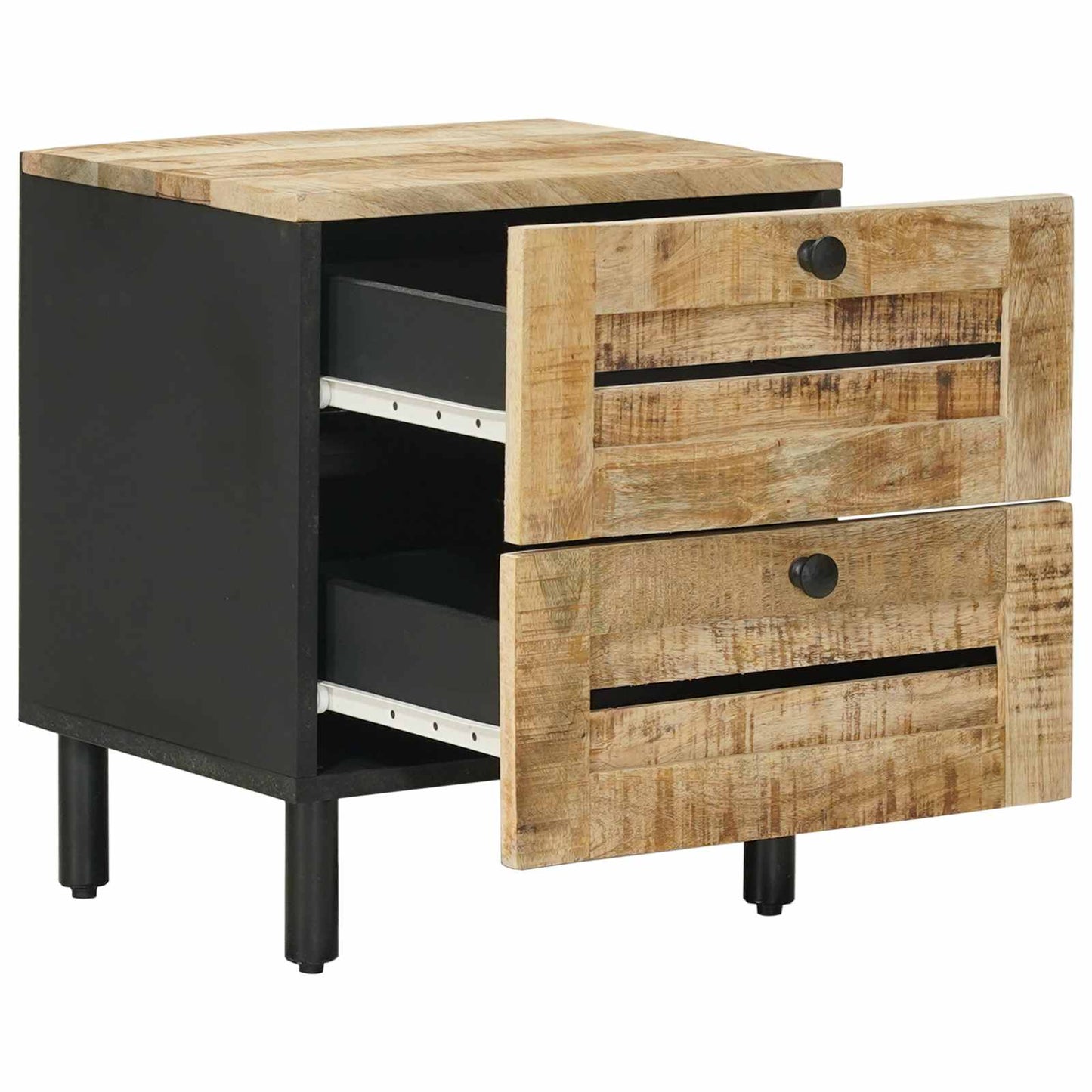 Nachttisch 2 Stk. Natur 40 x 33 x 46 cm Massivholz Mango
