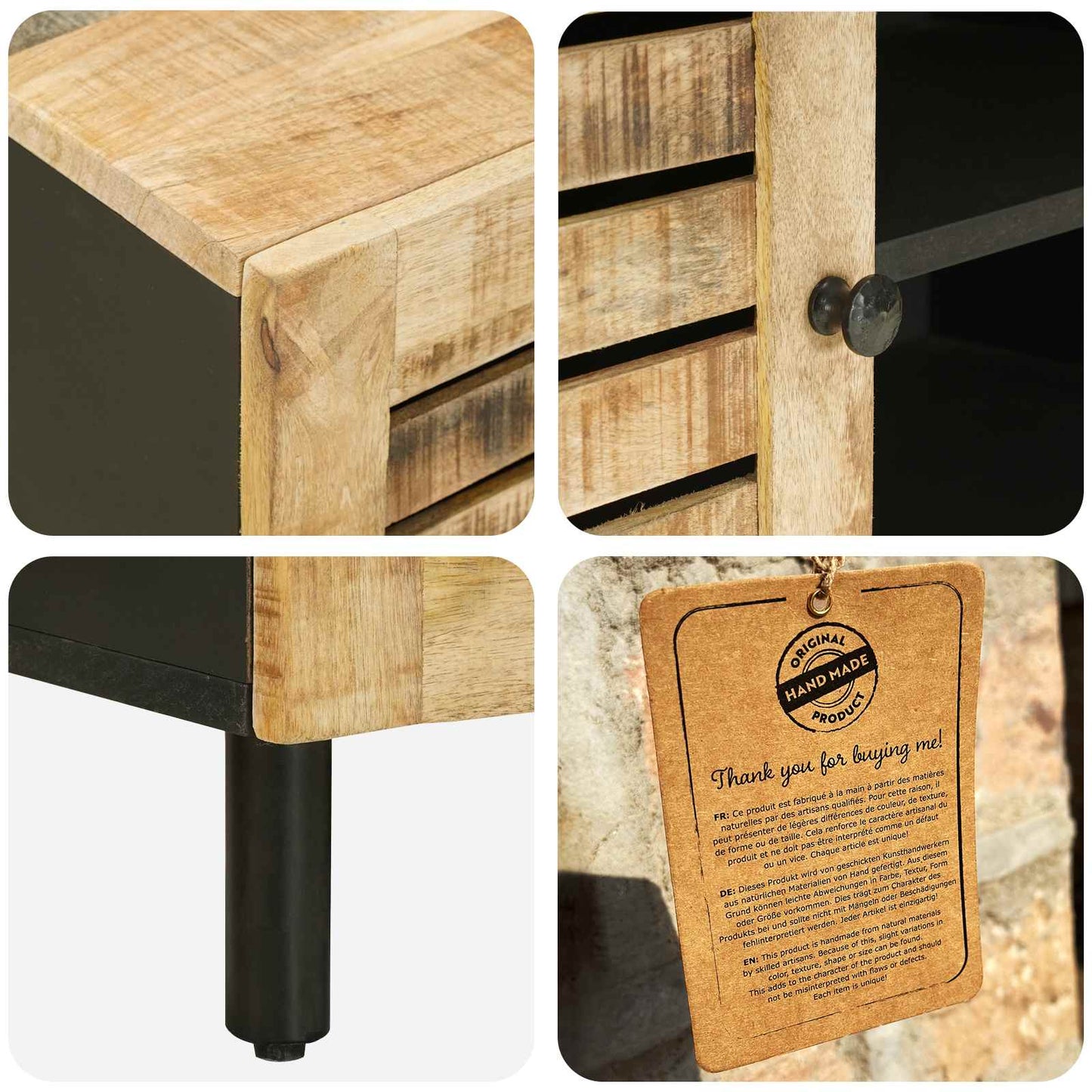 Stauraumschränke Natur 105 x 33 x 46 cm Massivholz Mango