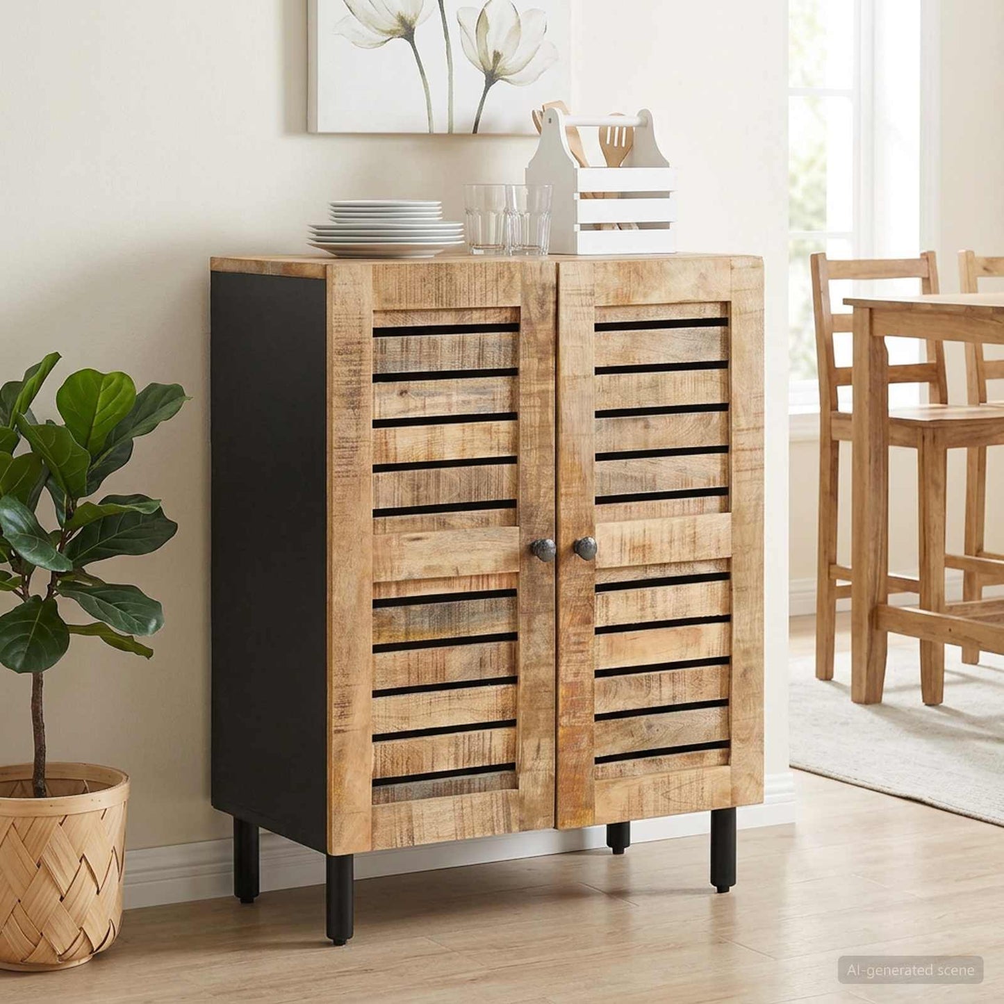 Stauraumschränke 60 x 33 x 75 cm Massivholz Mango Natur