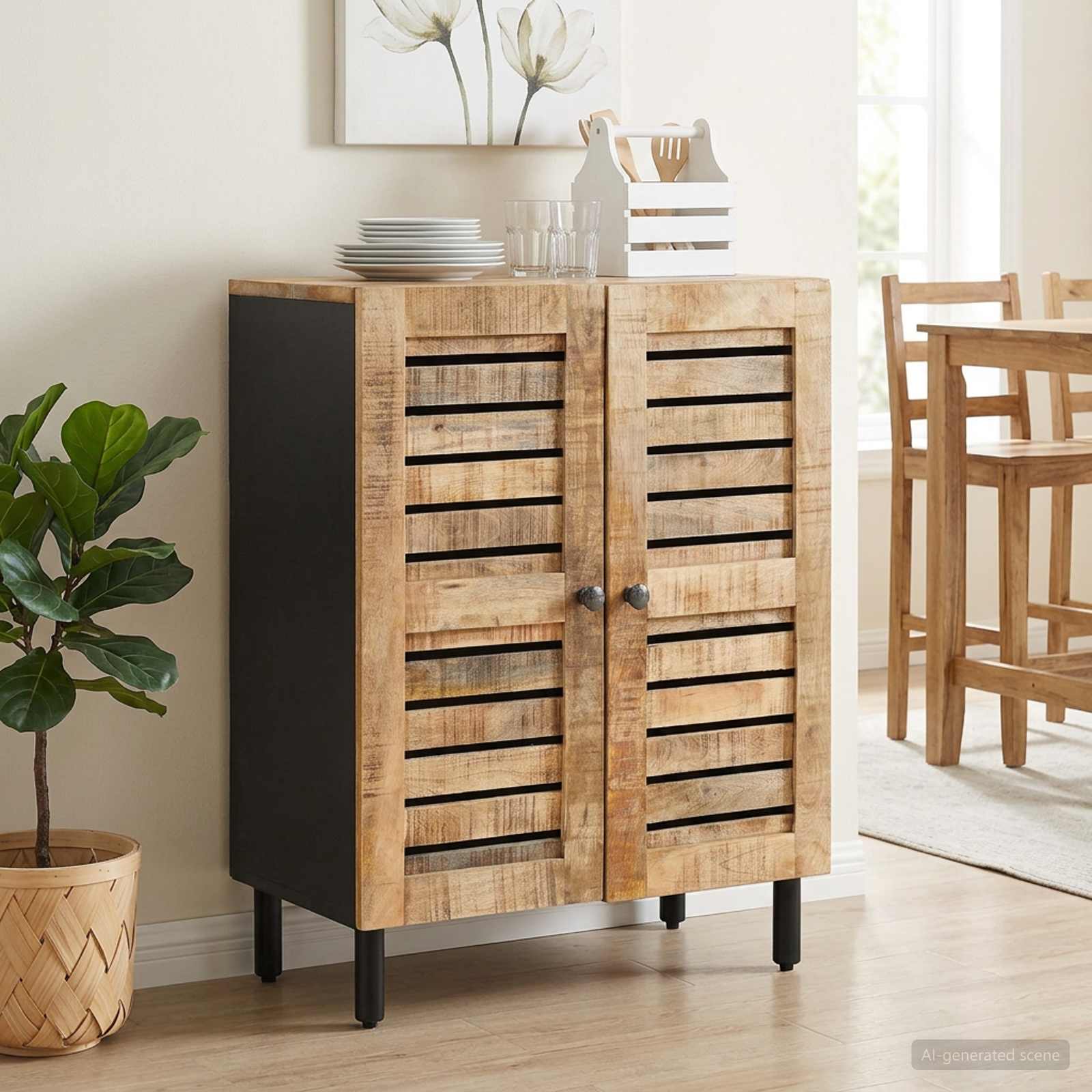 Stauraumschränke 60 x 33 x 75 cm Massivholz Mango Natur