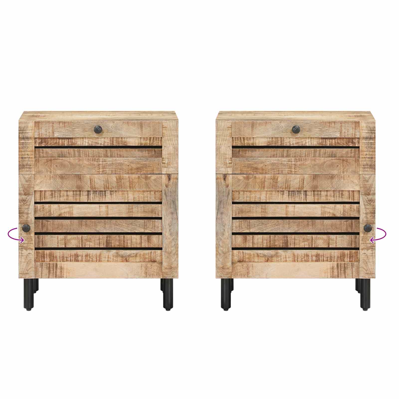 Nachttisch Natur 50 x 33 x 60 cm Massivholz Mango