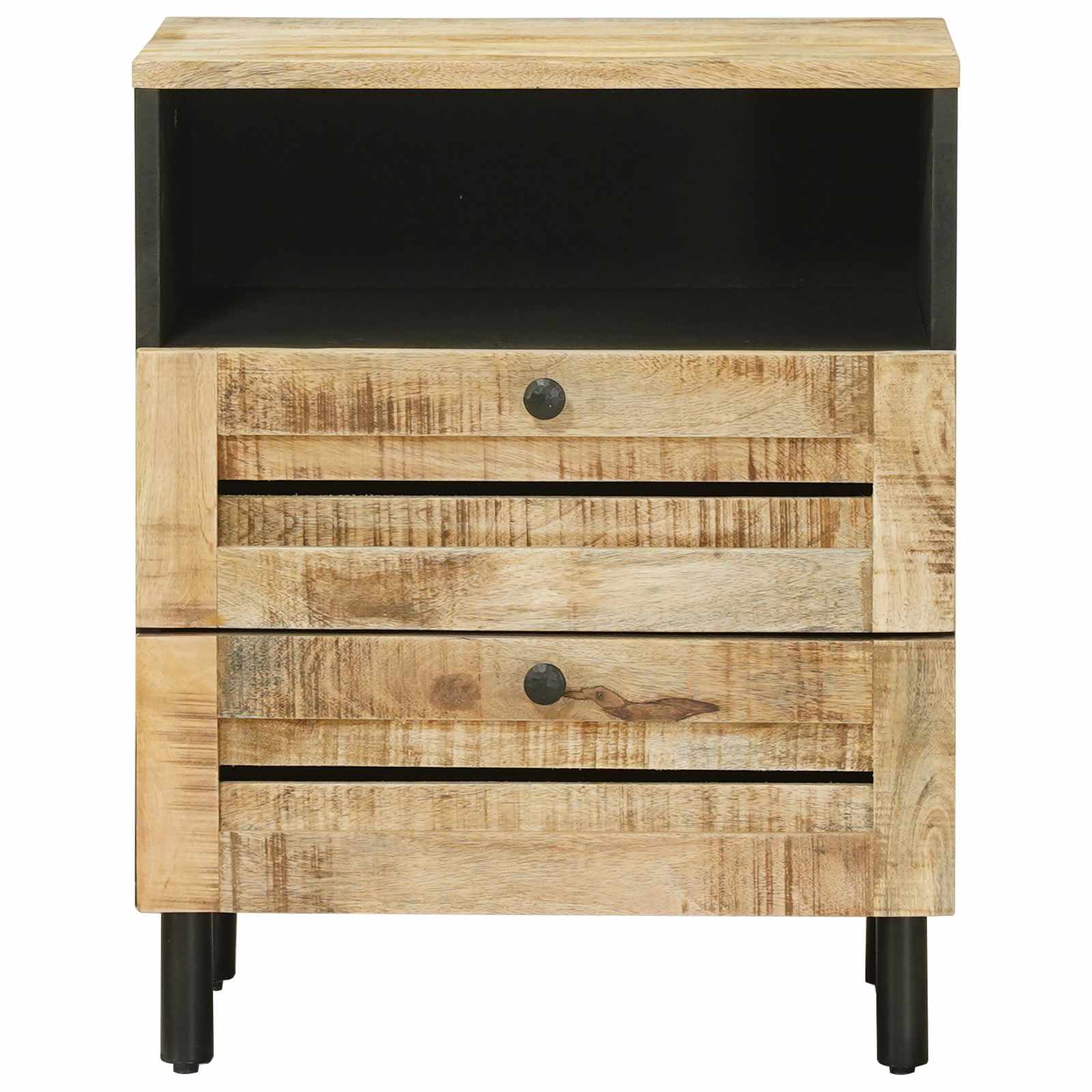 Nachttisch Braun und Schwarz 50 x 33 x 60 cm Massivholz Mango