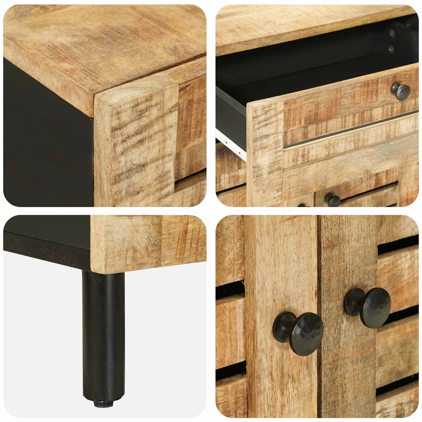 Nachttisch Natur 50 x 33 x 60 cm Massivholz Mango