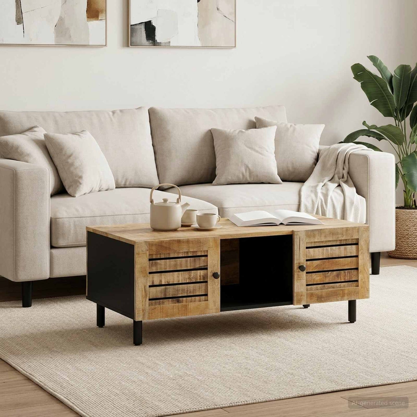 Couchtisch Natur 100 x 54 x 40 cm Massivholz Mango