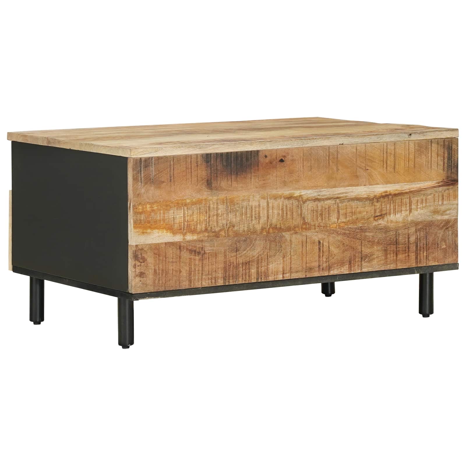 Couchtisch Braun und Schwarz 80 x 54 x 40 cm Massivholz Mango
