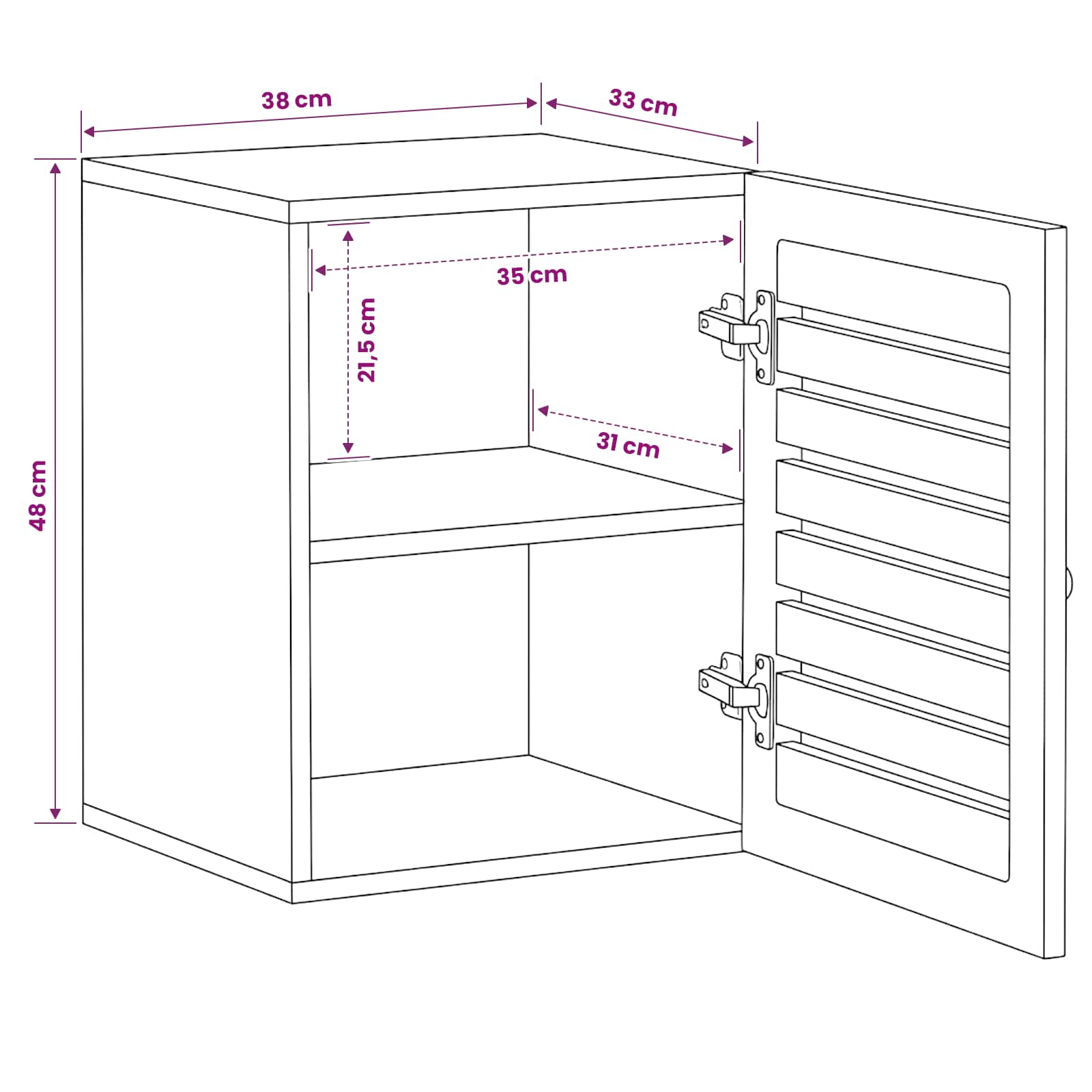 Hängeschrank mit Speicher Braun und Schwarz 38 x 33,5 x 48 cm
