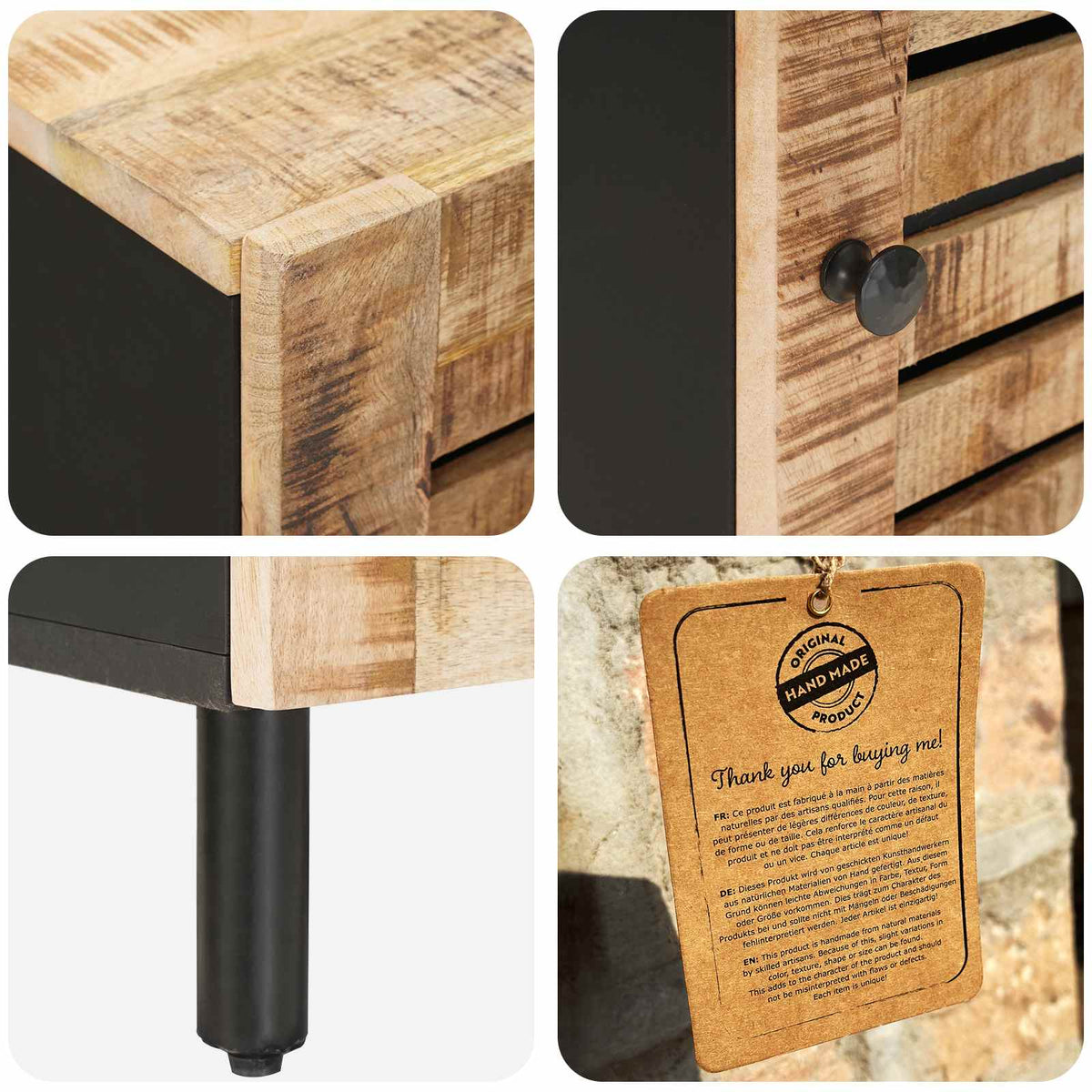 Badezimmerschrank Braun und Schwarz 38 x 33,5 x 58 cm