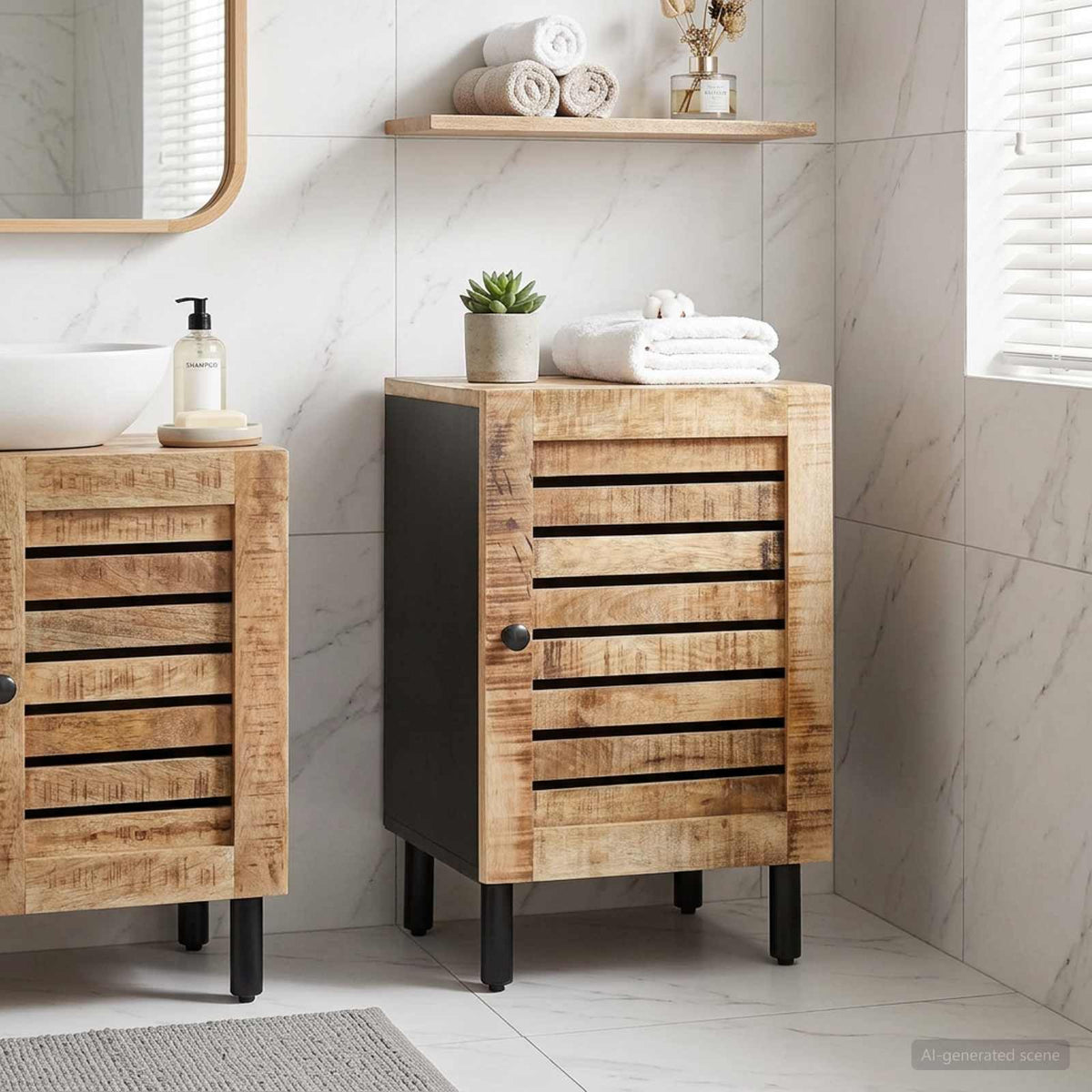 Badezimmerschrank Braun und Schwarz 38 x 33,5 x 58 cm