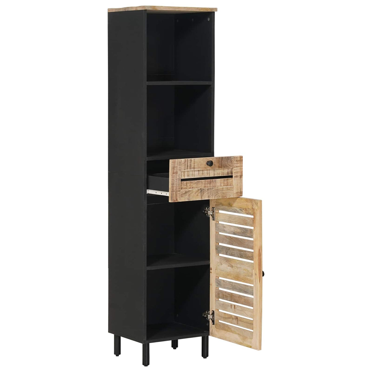 Badezimmerschrank Braun und Schwarz 38 x 33,5 x 160 cm