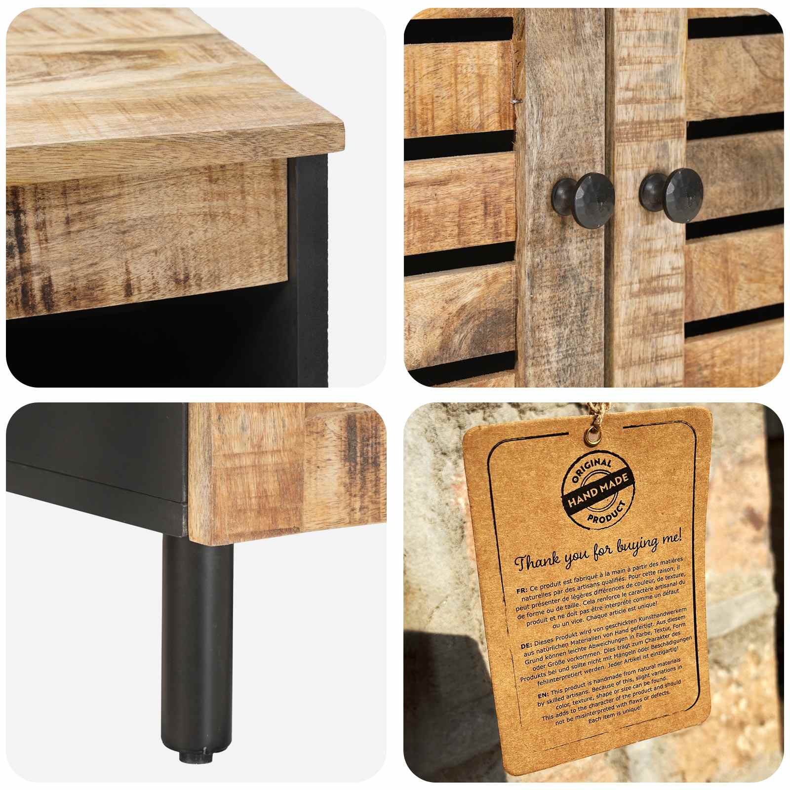 Stauraumschränke Natur 60 x 33 x 75 cm Massivholz Mango