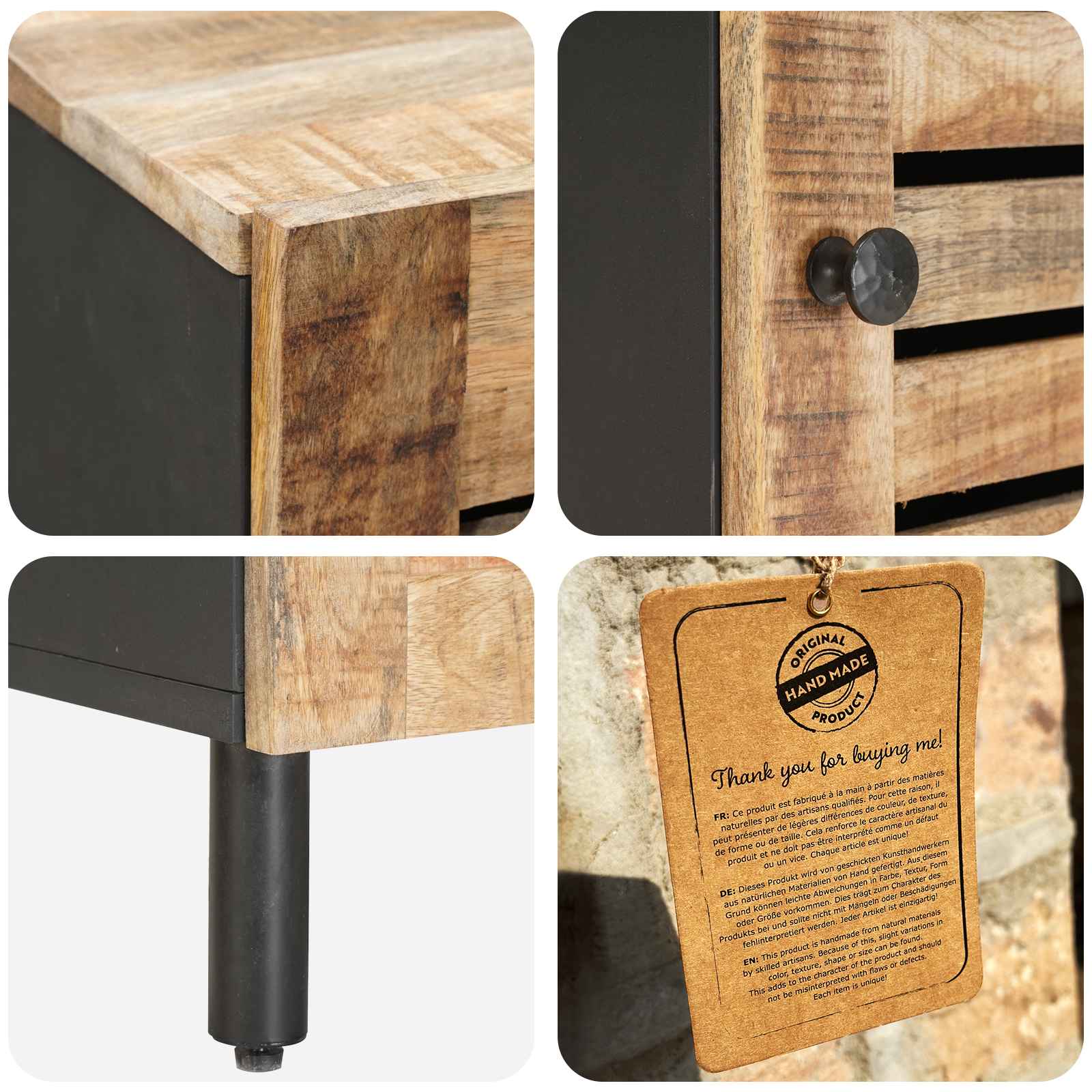 Stauraumschränke Natur 40 x 33 x 110 cm Massivholz Mango