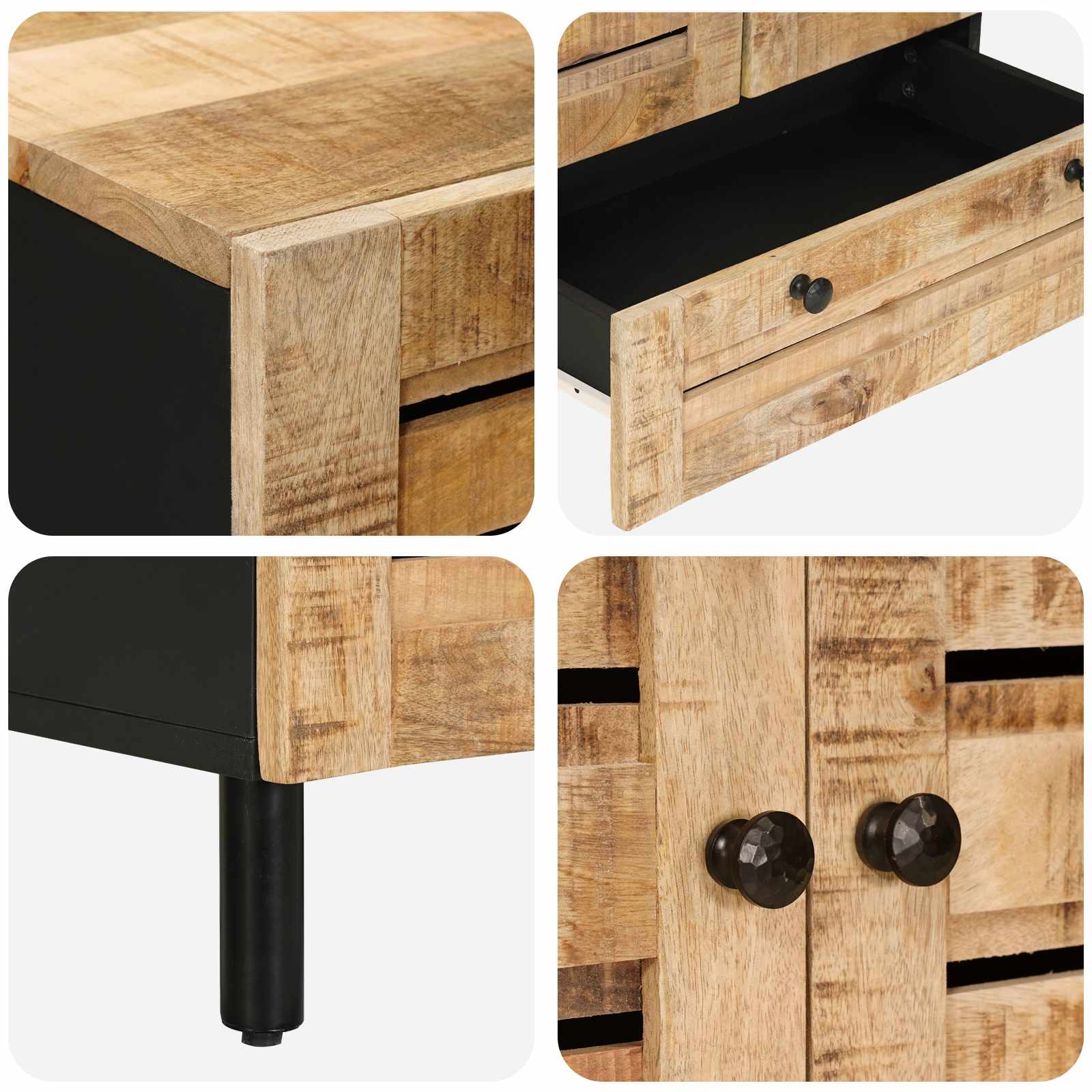 Stauraumschränke Natur 60 x 33 x 100 cm Massivholz Mango