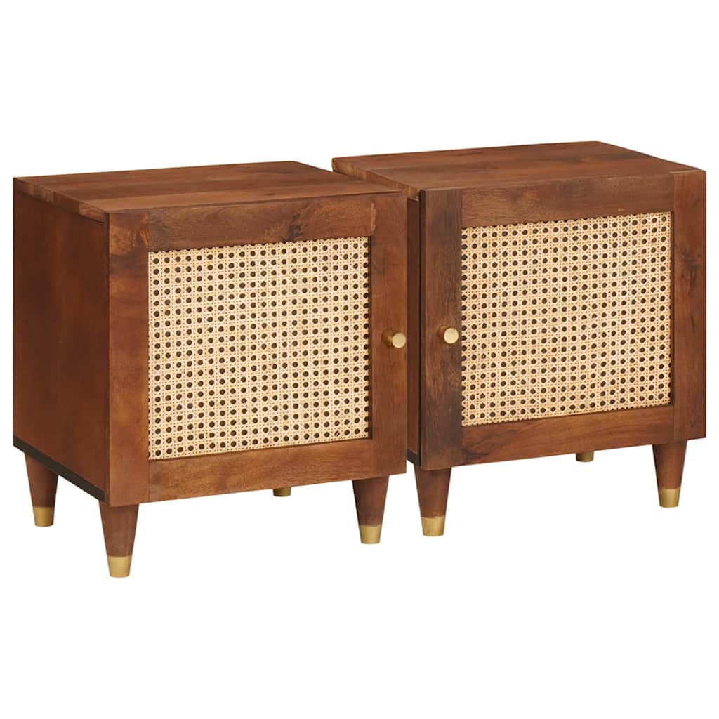 Nachttisch 2 stk. Braun 40 x 33,5 x 46 cm Massivholz Akazie