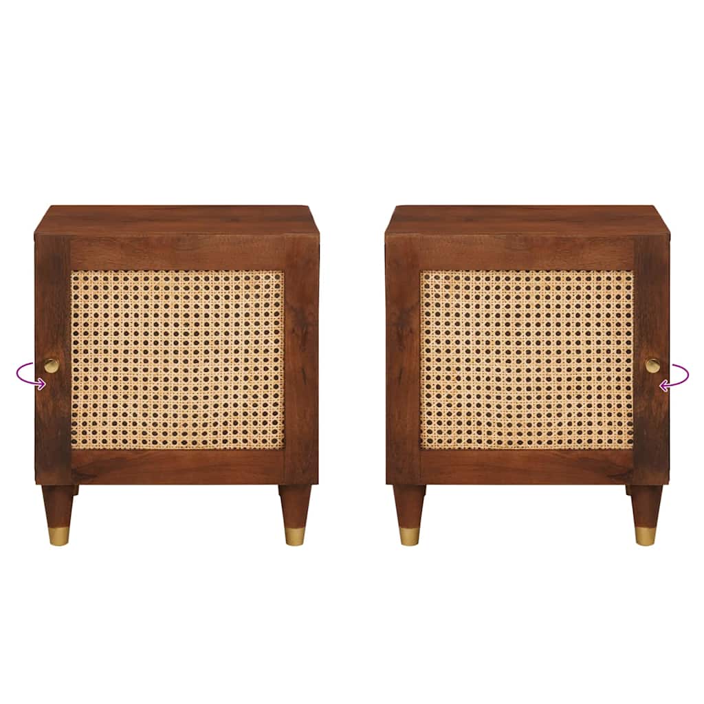 Nachttisch 2 stk. Braun 40 x 33,5 x 46 cm Massivholz Akazie