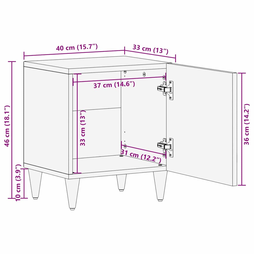 Nachttisch 2 stk. Braun 40 x 33,5 x 46 cm Massivholz Akazie