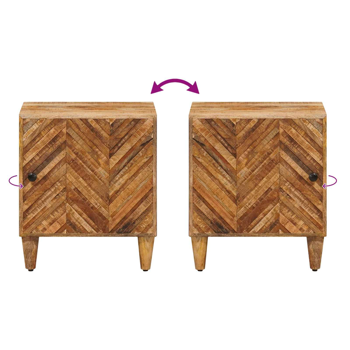 Nachttisch Braun 40 x 33 x 46 cm Massivholz Mango