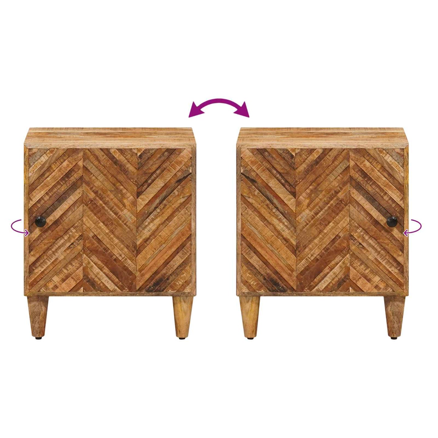 Nachttisch 2 stk. Braun 40 x 33,5 x 46 cm Massivholz Mango