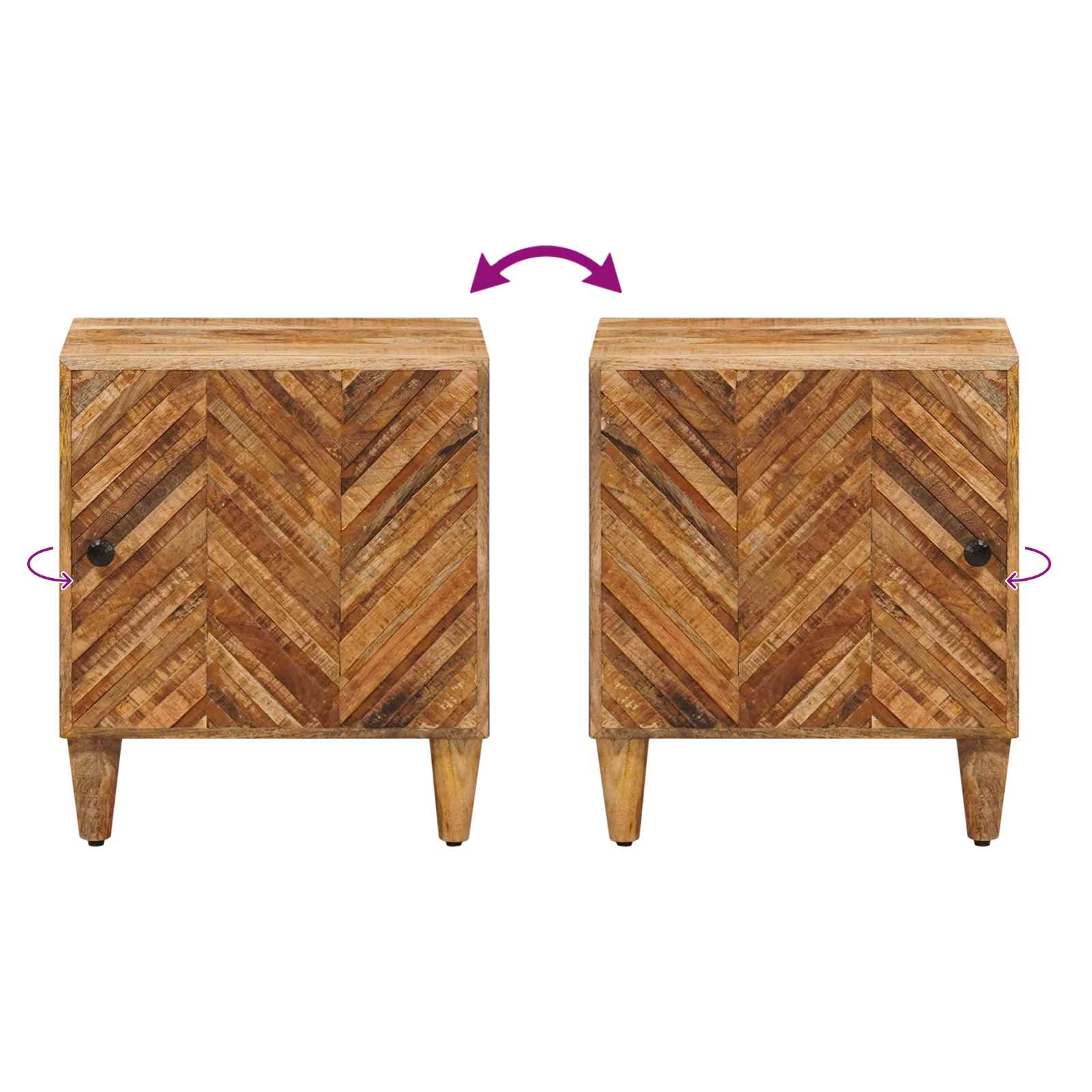 Nachttisch 2 stk. Braun 40 x 33,5 x 46 cm Massivholz Mango