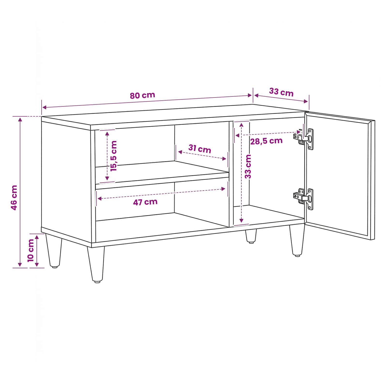 Stauraumschränke Braun 80 x 31,5 x 46 cm Massivholz Mango