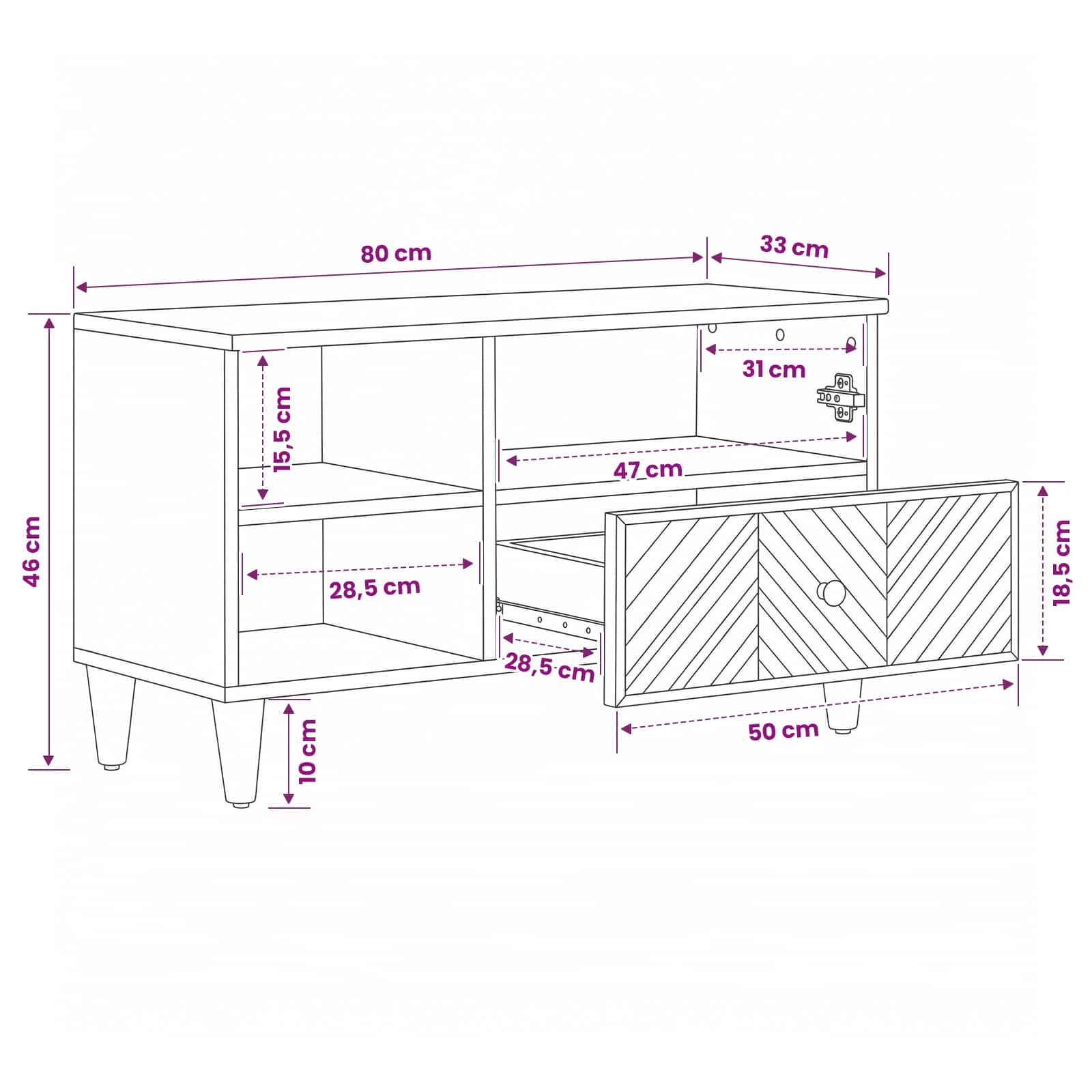 Stauraumschränke Braun 80 x 33,5 x 46 cm Massivholz Mango