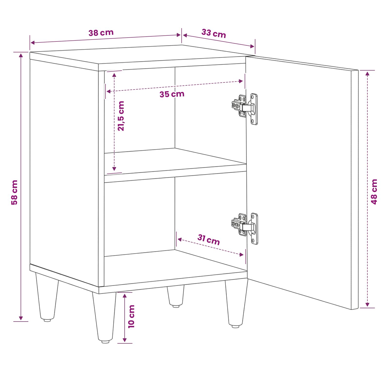 Badezimmerschrank Braun 38 x 33,5 x 58 cm Massivholz Mango