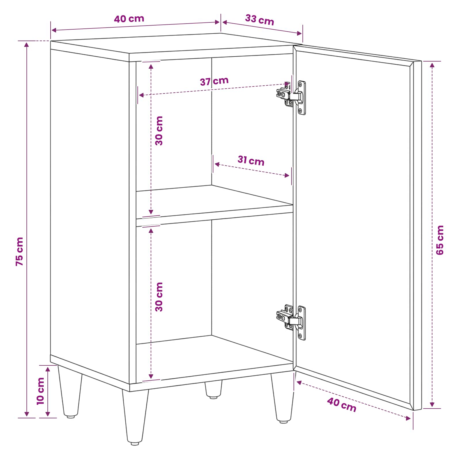 Stauraumschränke Braun 40 x 33,5 x 75 cm Massivholz Mango