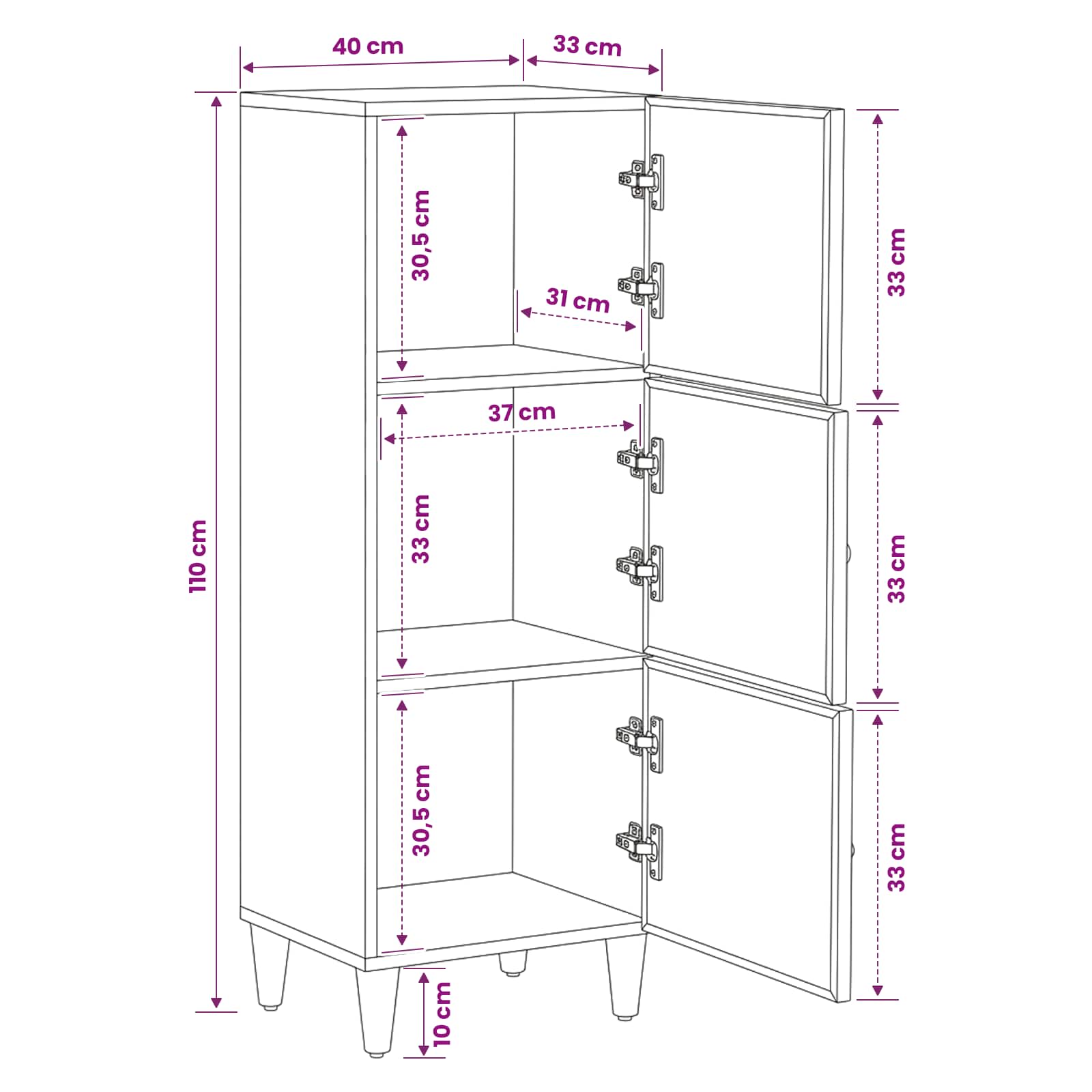Stauraumschränke Braun 40 x 33,5 x 110 cm Massivholz Mango