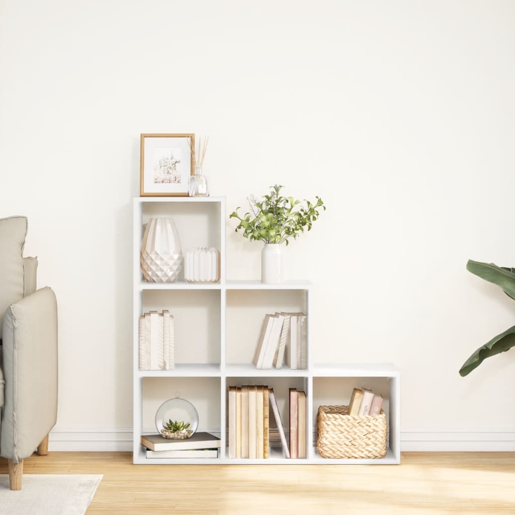 Bibliothèque séparateur de pièce 3 niveaux blanc 99x29x99 cm en bois