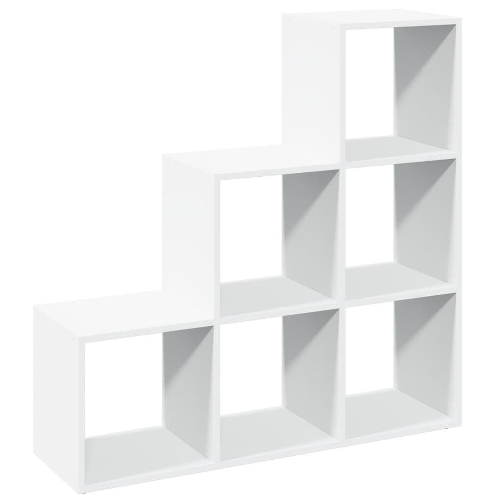 Bibliothèque séparateur de pièce 3 niveaux blanc 99x29x99 cm en bois