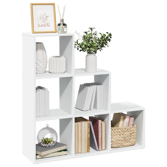 Bibliothèque séparateur de pièce 3 niveaux blanc 99x29x99 cm en bois