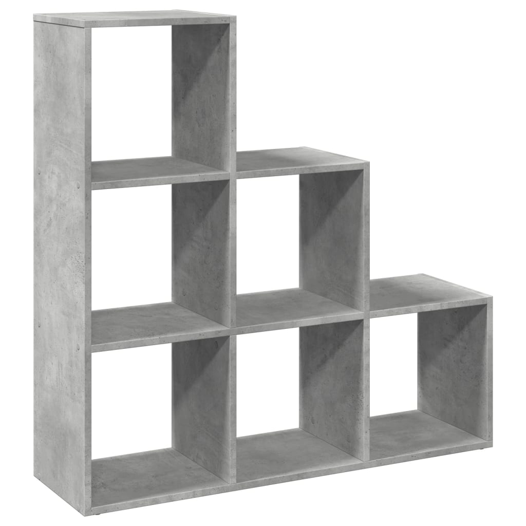Bibliothèque séparateur de pièce 3 niveaux gris béton 99x29x99 cm