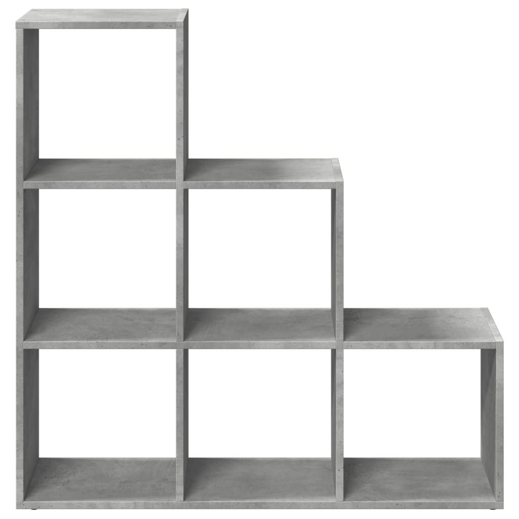 Bibliothèque séparateur de pièce 3 niveaux gris béton 99x29x99 cm