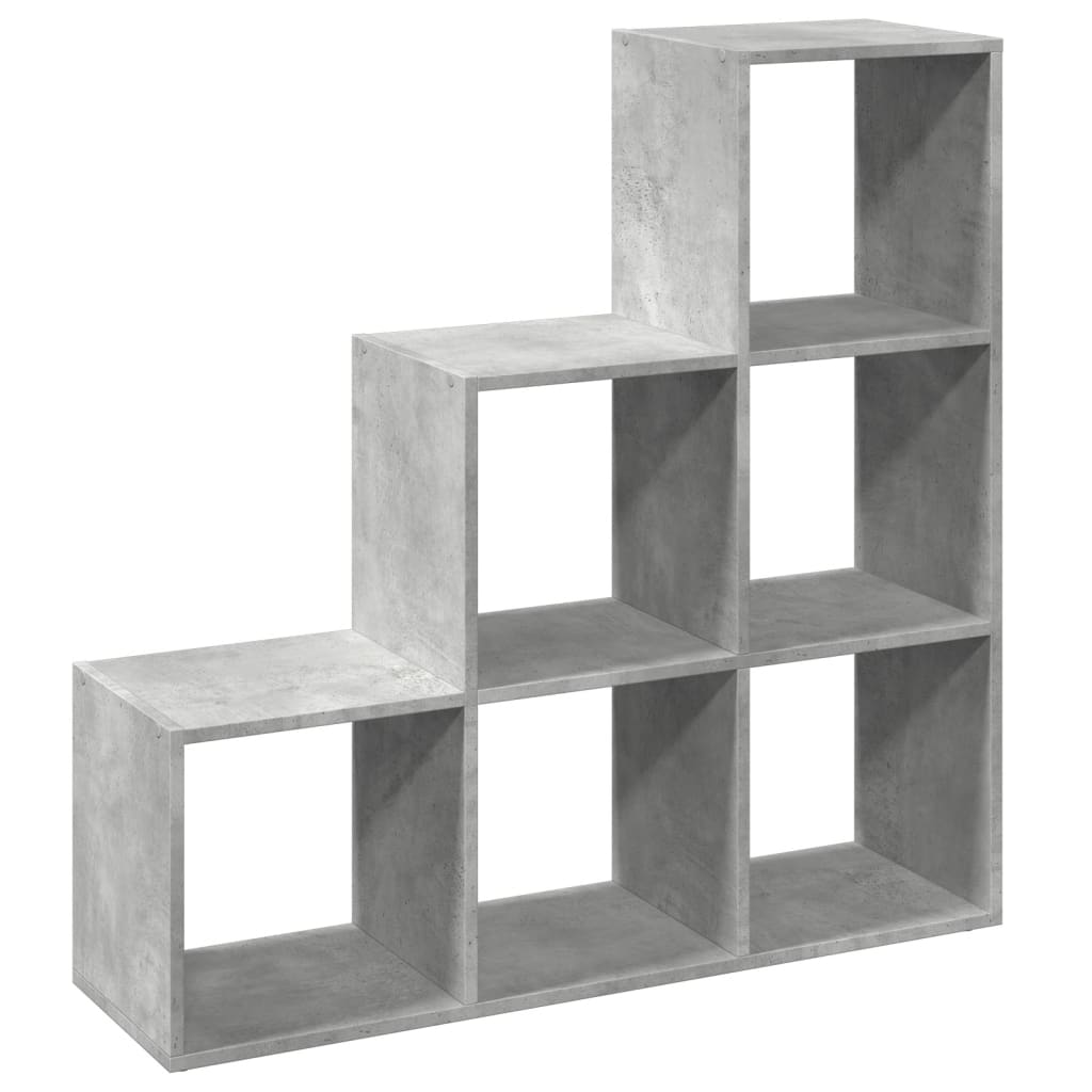 Bibliothèque séparateur de pièce 3 niveaux gris béton 99x29x99 cm