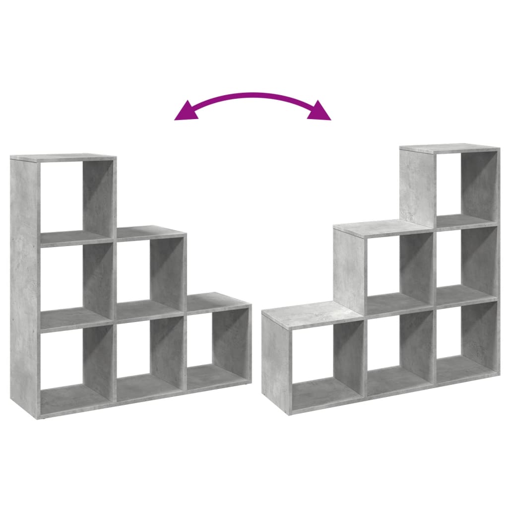 Bibliothèque séparateur de pièce 3 niveaux gris béton 99x29x99 cm