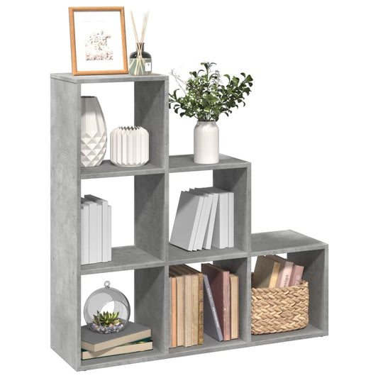 Bibliothèque séparateur de pièce 3 niveaux gris béton 99x29x99 cm