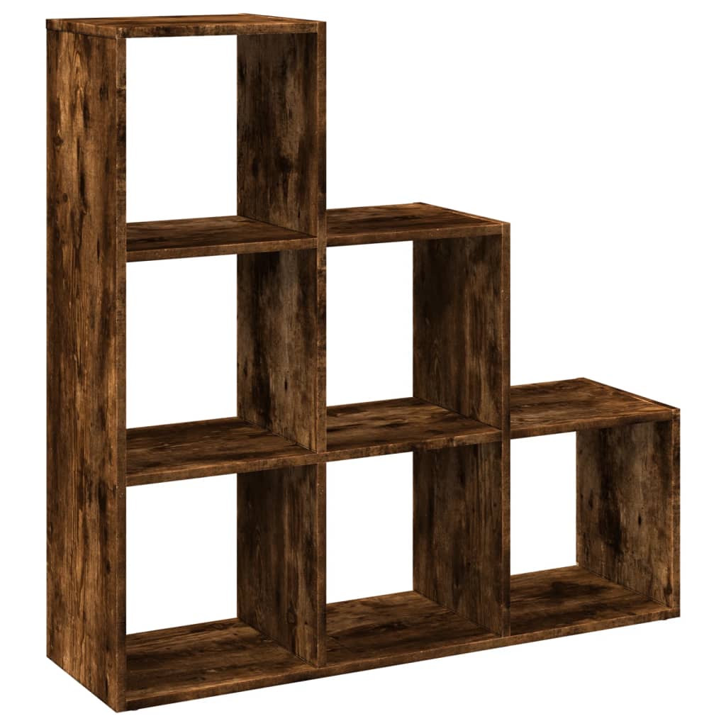 Bibliothèque séparateur de pièce 3 niveaux chêne fumé 99x29x99 cm