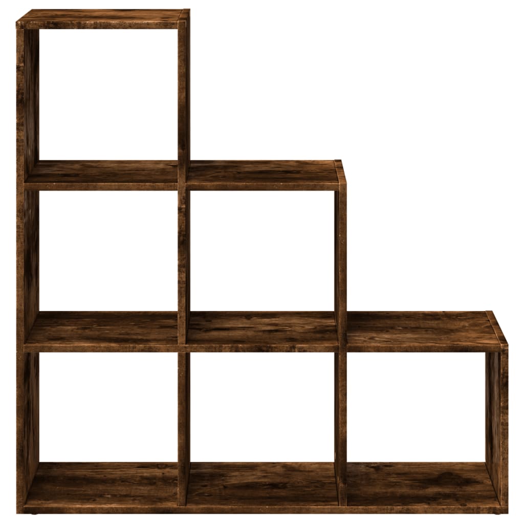 Bibliothèque séparateur de pièce 3 niveaux chêne fumé 99x29x99 cm