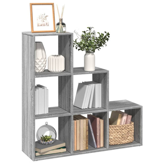 Séparateur de pièce bibliothèque 3 niveaux gris Sonoma 99x29x99 cm