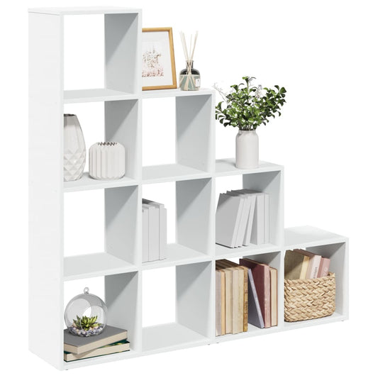 Bibliothèque séparateur de pièce 4 niveaux blanc 131,5x29x131,5 cm
