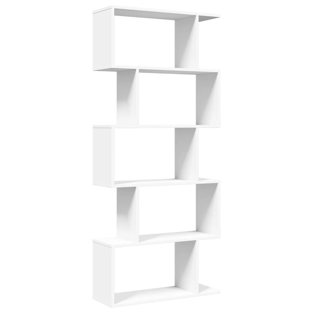 Bibliothèque séparateur de pièce 5 niveaux blanc 70x24x161 cm en bois