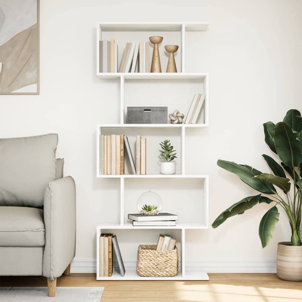 Bibliothèque séparateur de pièce 5 niveaux blanc 70x24x161 cm en bois