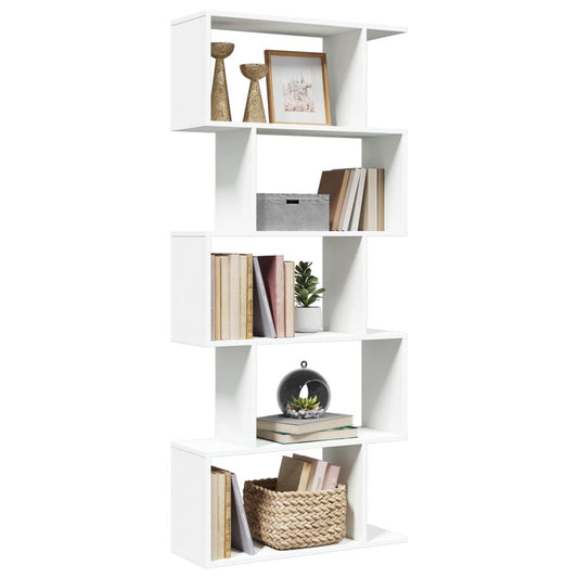 Bibliothèque séparateur de pièce 5 niveaux blanc 70x24x161 cm en bois