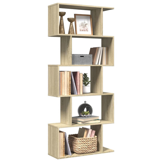 Bibliothèque séparateur de pièce 5 niveaux chêne Sonoma 70x24x161 cm