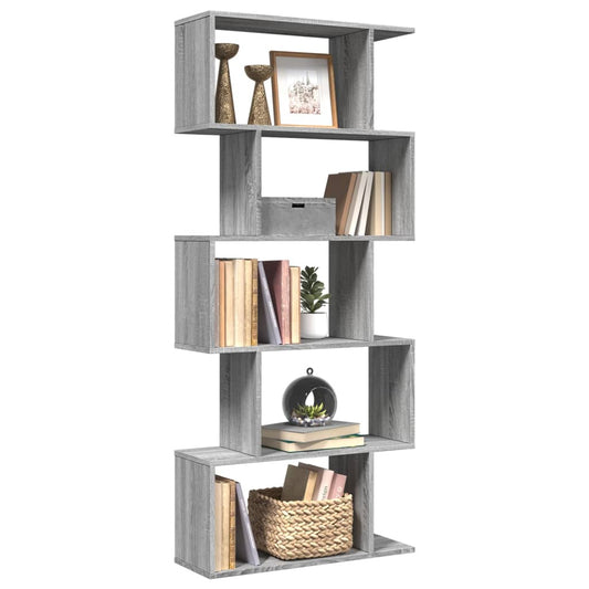 Bibliothèque séparateur de pièce 5 niveaux gris Sonoma 70x24x161 cm