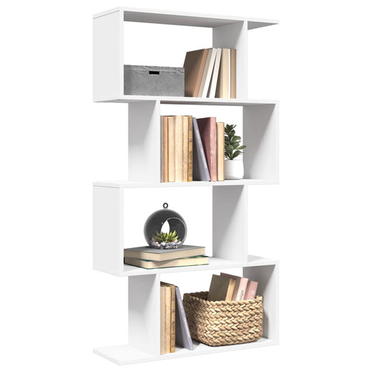 Bibliothèque séparateur de pièce 4 étagères blanc 70x24x129 cm matériau bois
