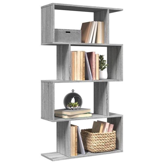 Bibliothèque séparateur de pièce 4 étagères gris Sonoma 70x24x129 cm