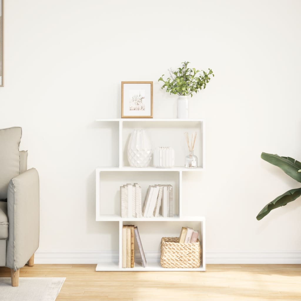 Bibliothèque séparateur de pièce 3 compartiments blanc 70x24x97 cm en bois