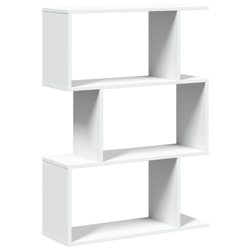 Bibliothèque séparateur de pièce 3 compartiments blanc 70x24x97 cm en bois